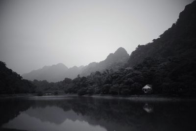 Scenic view of lake and mountains