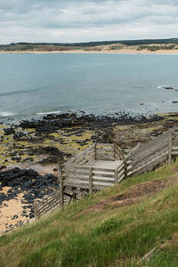 Scenic view of sea against cloudy sky