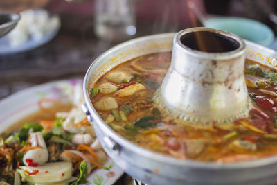 Close-up of soup in bowl