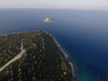 High angle view of sea against sky