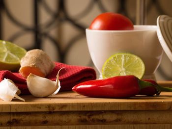 Close-up of fruits on table