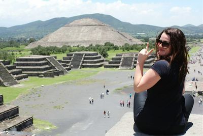 Woman standing at observation point