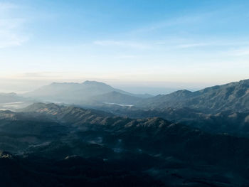 Scenic view of mountain range against sky