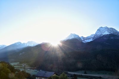 Scenic view of mountains against clear sky