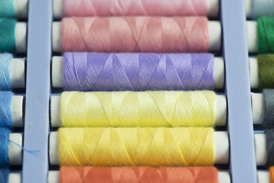 Full frame shot of colorful thread spools