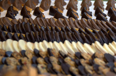 High angle view of chocolates on table in store