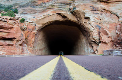 Surface level of road towards tunnel