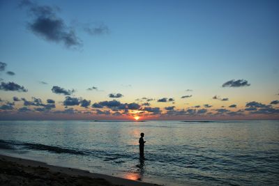 Scenic view of sea at sunset