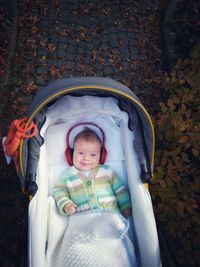 Portrait of cute boy in park