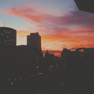 Buildings at sunset