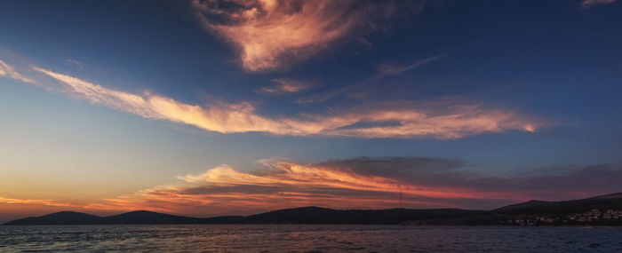 Scenic view of sea against dramatic sky