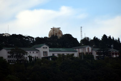 Buildings in town against sky