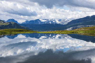 Beautiful mountain landscape reflecting in lake