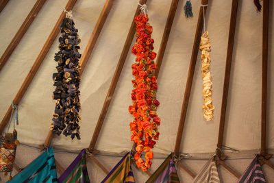 High angle view of christmas decorations on table