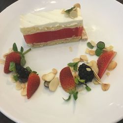 High angle view of dessert in plate