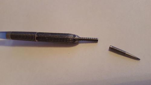 High angle view of objects on table