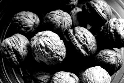High angle view of garlic on table