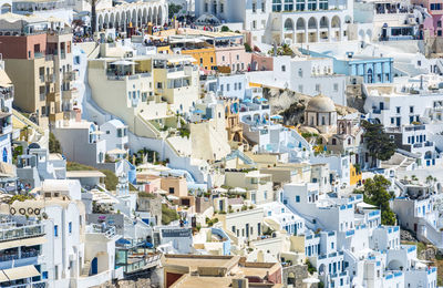 High angle view of buildings in town