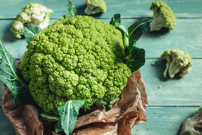 High angle view of vegetables on table