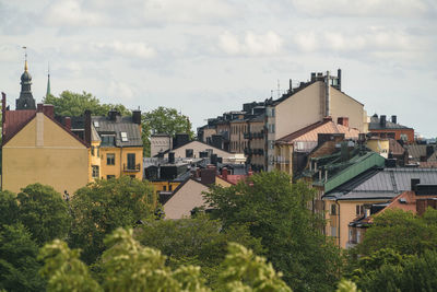 View of historic houses in sodermalm island in stockholm in summer