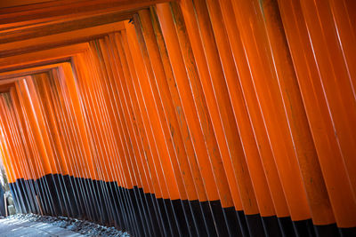 Close-up view of orange blinds