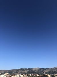 Scenic view of landscape against clear blue sky