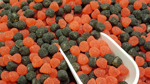 High angle view of fruits for sale in market