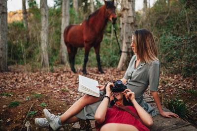 Women in forest