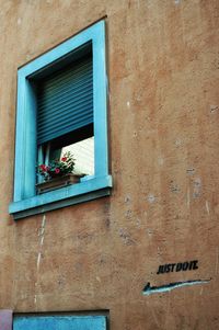 Low angle view of window on building