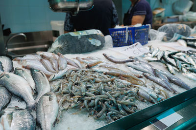 Close-up of fish for sale at market stall