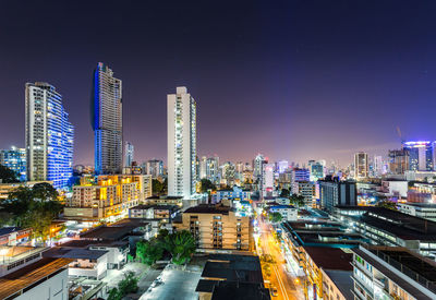 Illuminated city at night