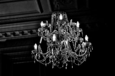 Close-up of illuminated chandelier