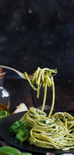 High angle view of vegetable in container on table