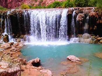 Water flowing through rocks