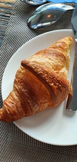 High angle view of breakfast served on table