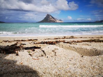 Scenic view of beach against sky