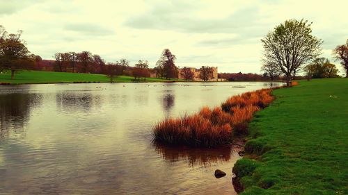 Scenic view of lake against sky