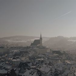 Cityscape against clear sky