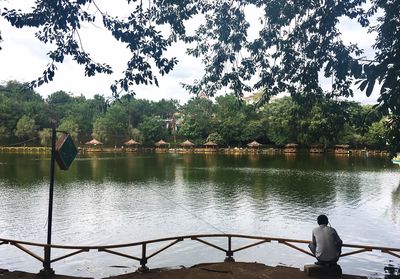 Scenic view of lake against sky