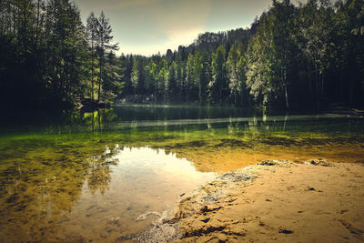 Scenic view of lake against sky