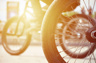 Close-up of bicycle wheel