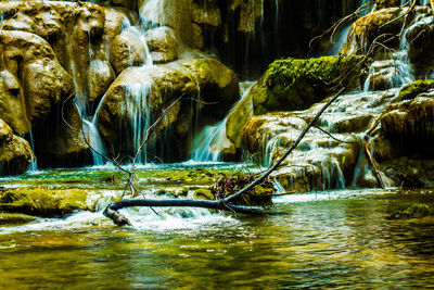 Scenic view of waterfall