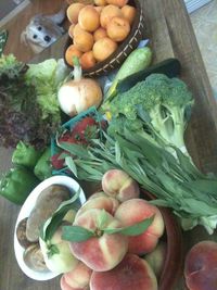 High angle view of fruits in container