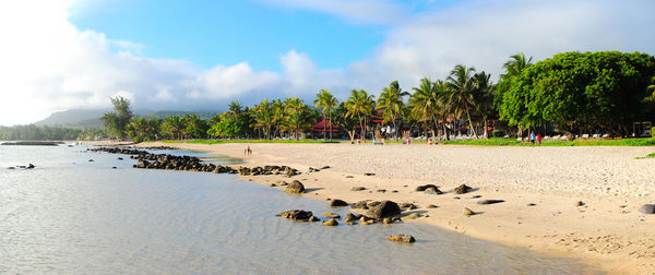 Scenic view of beach against sky