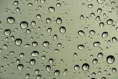 Full frame shot of raindrops on glass window