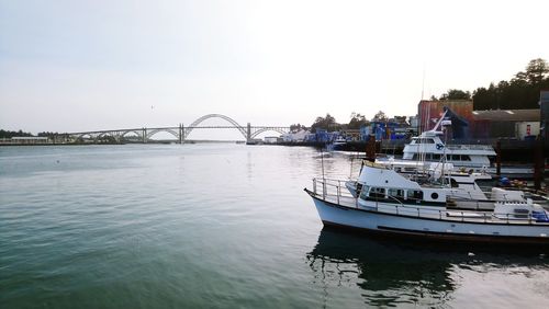 View of bridge over river against sky