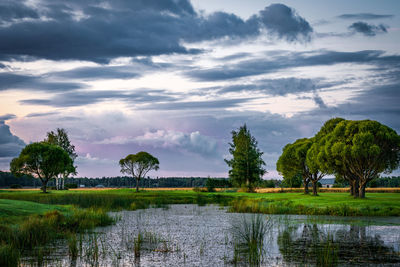 Scenic view of lake against sky