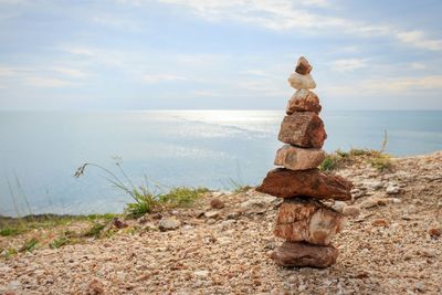 Stack of rock at beach