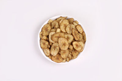 High angle view of fruits against white background