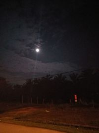 Illuminated trees against sky at night